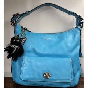 VTG Coach Legacy Turn Lock Leather Courtenay Hobo Aqua Blue Bag Purse Colorblock